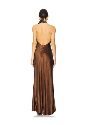 Runaway The Label Brigitte Maxi Dress in Brown. Size M. Also in L, XL, XS.