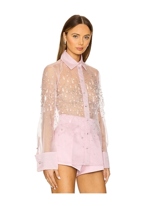 retrofete Aubriella Embellished Shirt in Rose. Size M. Also in XS, S, L.