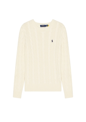 Polo Ralph Lauren Cable Knit Crewneck Sweater in Cream. Size L. Also in M, XL/1X.