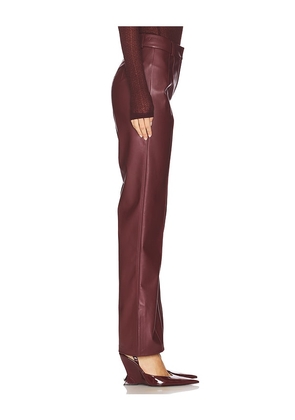 SELMACILEK Leather Slit Detailed Pant in Burgundy. Size M. Also in S.