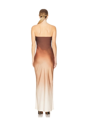 ROCOCO SAND Strapless Maxi Dress in Brown. Size M. Also in S.