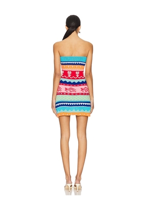 Tach Clothing Salma Knitted Mini Dress in Blue,Coral. Size L. Also in XS, M.