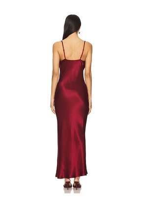 SNDYS x REVOLVE Skin Satin Dress in Burgundy. Size M. Also in L, S, XS.