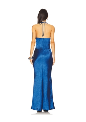 Runaway The Label Asada Maxi Dress in Blue. Size M. Also in L, S, XL, XS.