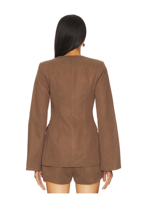 SNDYS Emilie Fitted Blazer in Brown. Size M. Also in L, S, XS, XXL, XXS.