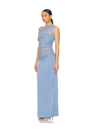 SOVERE Thea Mesh Dress in Blue. Size S. Also in XS, XL.