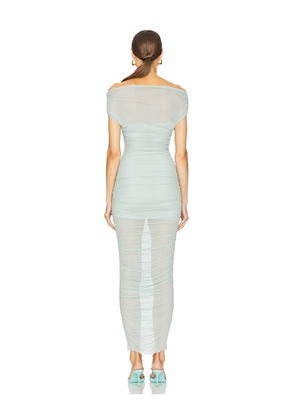 SEROYA Noel Off Shoulder Mesh Midi Dress in Mint,Teal. Size M. Also in S, XS.