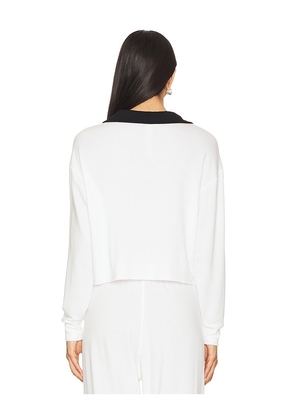 Splits59 Joan Fleece Polo Sweatshirt in White. Size M. Also in XS, XL.