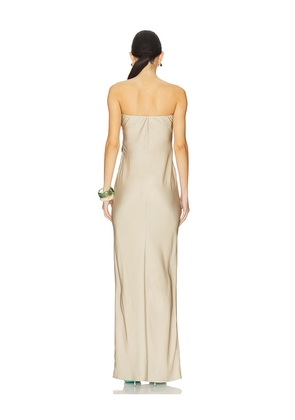 ROCOCO SAND Strapless Maxi Dress in Beige. Size M. Also in L.