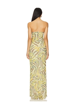 Runaway The Label Midal Maxi Dress in Cream,Green. Size M. Also in S, XS, L, XL.