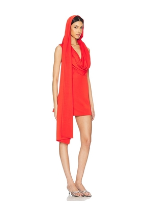 Sid Neigum Cape Cowl Mini Dress in Red. Size M. Also in S, L.