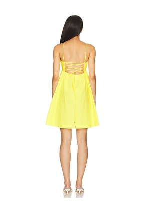 Susana Monaco Poplin Lace Up Back V Wire Dress in Lemon. Size S. Also in M.