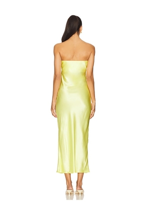 SNDYS x REVOLVE Angel Strapless Midi Dress in Yellow. Size M. Also in L, S, XS.
