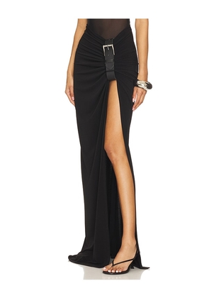 Sid Neigum Floor Length Gathered Belt Skirt in Black. Size L. Also in S, M.