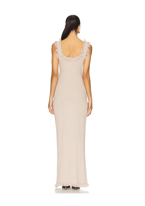 SNDYS Skyler Maxi Dress in Taupe. Size M. Also in XL, XS, XXS.