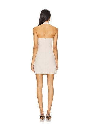 SOVERE Priya Mini Dress in Beige. Size S. Also in XS, M.
