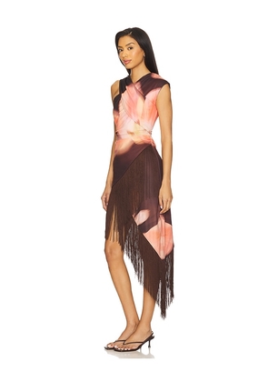 The Wolf Gang Veda Midi Dress in Brown. Size M. Also in S, XS.