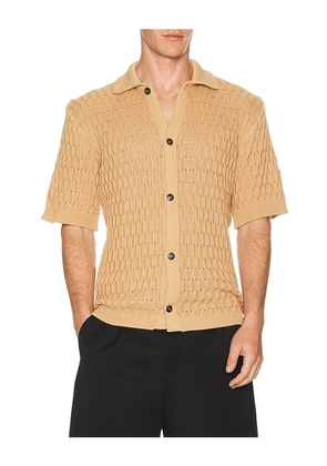 PEREGRINE Cove Knitted Shirt in Brown. Size M. Also in S, L.