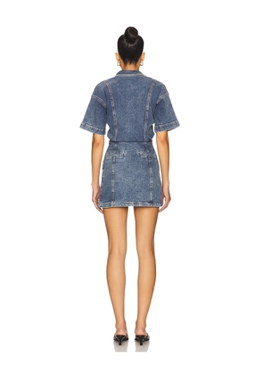 SOVERE Dawn Denim Dress in Blue. Size M. Also in XS, S.