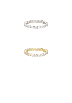 SHASHI Manchester Ring Set in Metallic Gold,Metallic Silver. Size 6. Also in 5, 7.