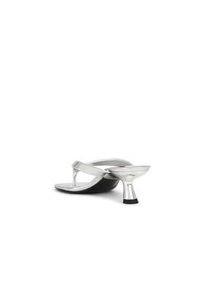 SIMONMILLER Beep Thong Sandal in Metallic Silver, grey. Size 37. Also in 38, 39.