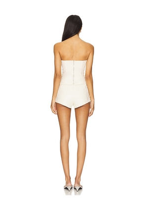 superdown Kayla Faux Leather Short Set in Ivory. Size XL. Also in XXS, XS, S, M, L.