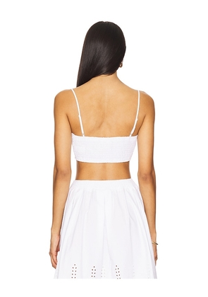 Susana Monaco Embroidered Poplin Micro String Top in White. Size M. Also in XS, L.