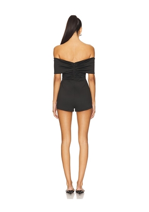 superdown Cher Off Shoulder Romper in Black. Size M. Also in XS, S, L, XL.
