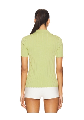 PISTOLA Dominique Ribbed Short Sleeve Cardigan in Green. Size M. Also in L, S, XS.