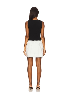 PISTOLA Adrienne Drop Waist Mini Dress in Black,White. Size M. Also in XS, S, L.