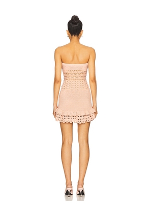 retrofete Vali Crochet Pearl Embellished Dress in Peach. Size M. Also in L, XL.