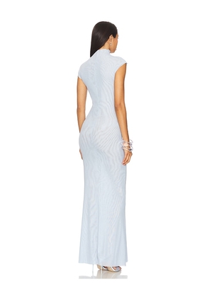 SEROYA Laissa Mesh Maxi Dress in Baby Blue. Size M. Also in L.