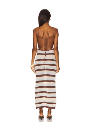 SEVEN WONDERS Hazel Maxi Dress in Brown,Ivory. Size M. Also in L, XL.