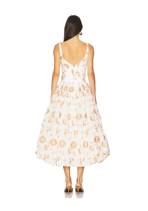 PatBO Botanical Midi Dress in White. Size 6. Also in 2.