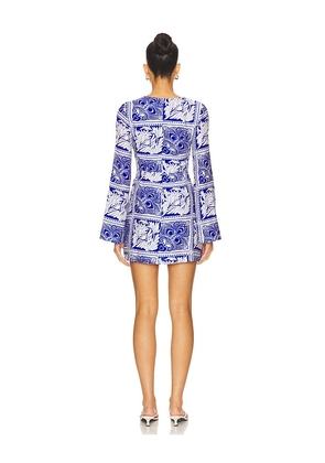 SEVEN WONDERS Elka Sleeved Mini Dress in Blue. Size XS. Also in M, S.