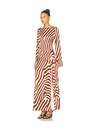 SEVEN WONDERS Montie Sleeved Maxi Dress in Chocolate. Size S. Also in XS, M, L, XL.