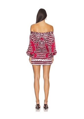 SEVEN WONDERS Brodie Off Shoulder Mini Dress in Red. Size M. Also in S.