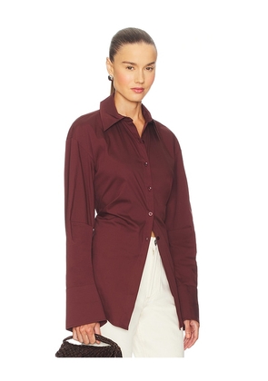 SIMONMILLER Loch Poplin Button Up Shirt in Brown. Size M. Also in XS, S.
