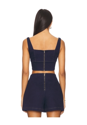 SAU LEE Bridgette Denim Top in Blue. Size 10. Also in 2, 4, 6, 8, 12.