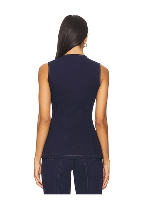 SAU LEE Denver Denim Vest in Blue. Size 2. Also in 0, 4, 6, 8, 10.
