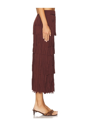 SIMONMILLER Za Za Knit Fringe Skirt in Brown. Size M. Also in XS, S, L, XL.
