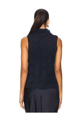 SABLYN Salvia Sleeveless Cable Turtleneck Sweater in Navy. Size M. Also in XS, L.