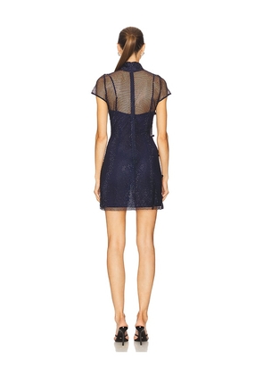 SAU LEE Serena Crystal Mini Dress in Navy. Size 2. Also in 4, 10.