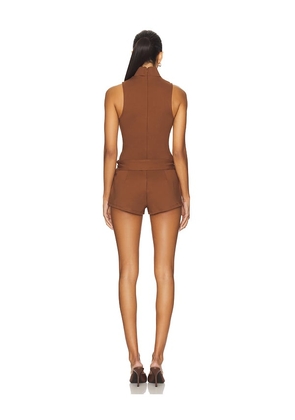 superdown Evie Romper in Chocolate. Size M. Also in XS, XXS, S, L, XL.