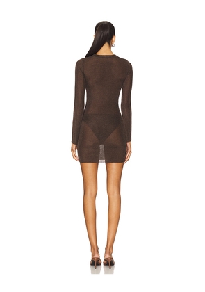 SEROYA Hale Mini Dress in Chocolate. Size M. Also in L, S.