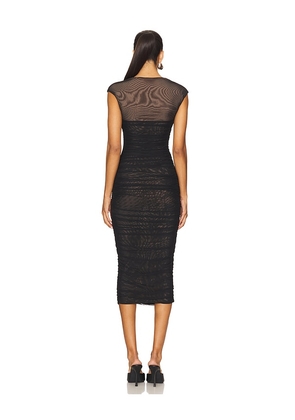 SEROYA Kylie Mesh Midi Dress in Black. Size S. Also in XS, XXS.