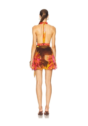 retrofete Briola Chiffon Dress in Brown,Coral. Size M. Also in XL.