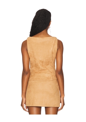superdown Aviva Faux Suede Top in Tan. Size M. Also in XS, S, L.