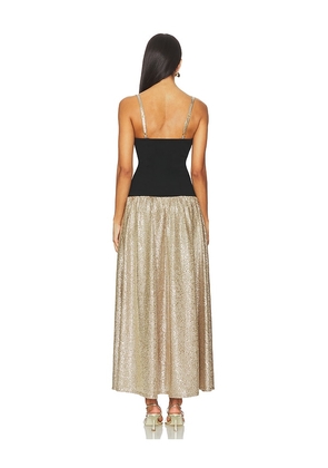 Show Me Your Mumu Hepburn Midi Dress in Metallic Gold. Size M. Also in S, XS.