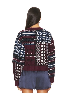 Sea Linea Fair Isle Cardigan in Burgundy. Size M. Also in S, XS, L, XL.